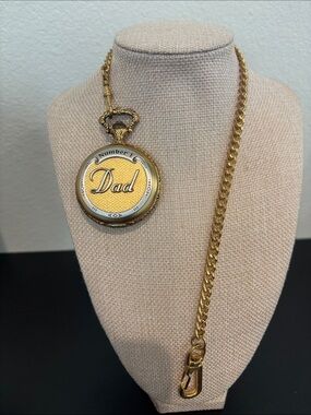 Vintage Majesti Gold Tone Pocket Watch Number 1 Dad Quartz with Chain – Untested